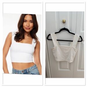 Dynamite White Square-Neck Cropped Tank